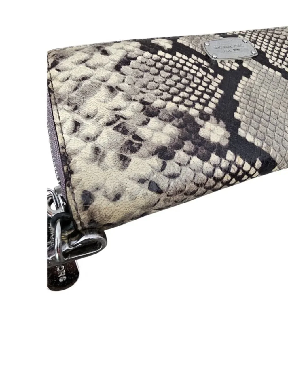 Michael Kors Jet Set Leather Snakeskin Embossed Continental Wallet Wristlet COA